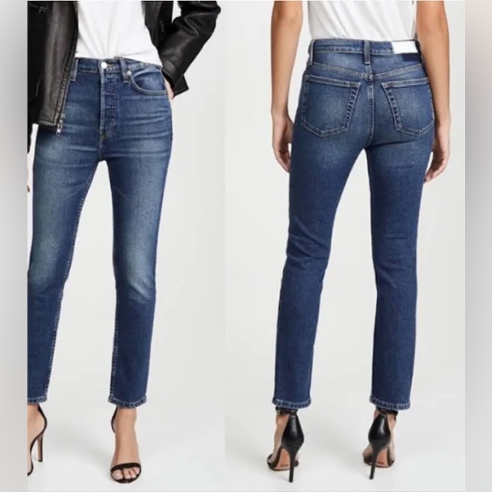 Re/Done High Rise Ankle Crop jeans sz 28 in Midnight blue high waist button fly